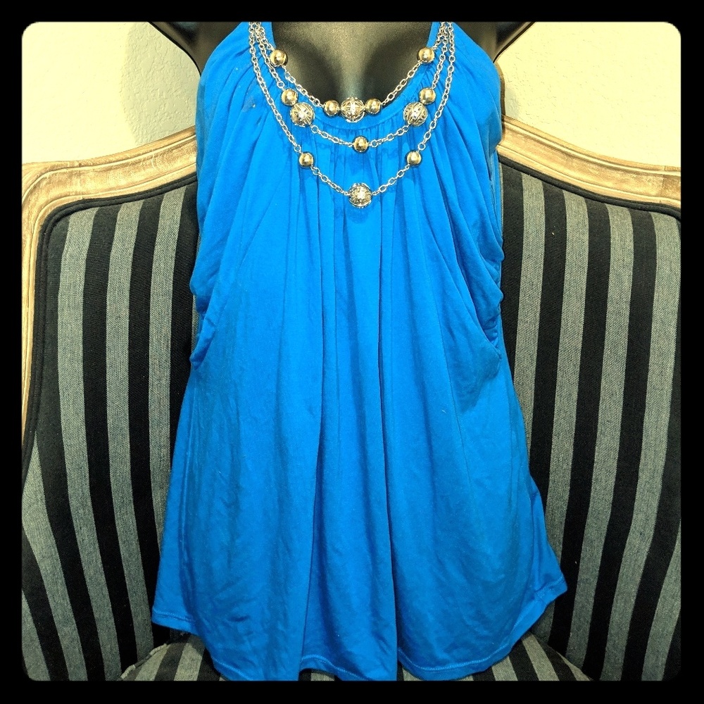 White House Black Market Pleated Halter Tunic M